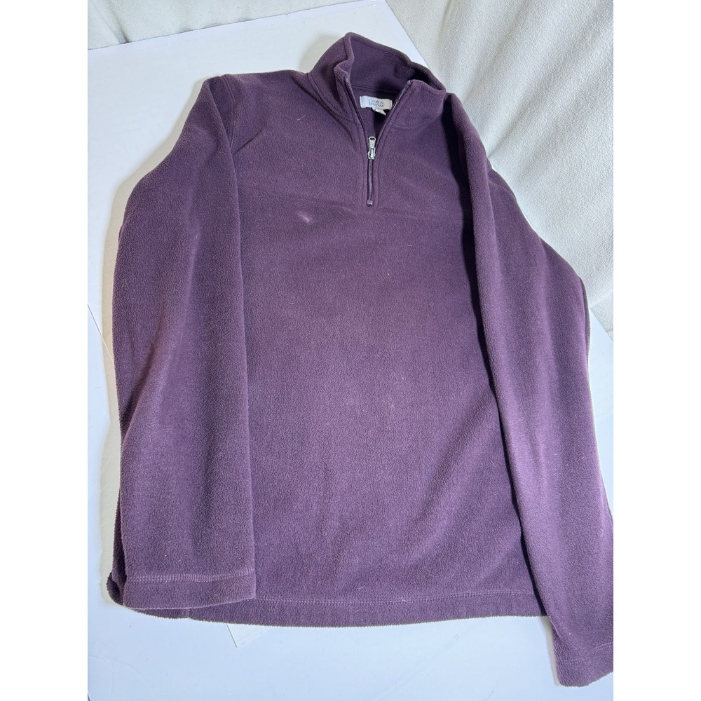 Croft & Barrow Fleece 1/4 Zip Mens‎ M Purple Mock Neck Pullover Sweater Jacket